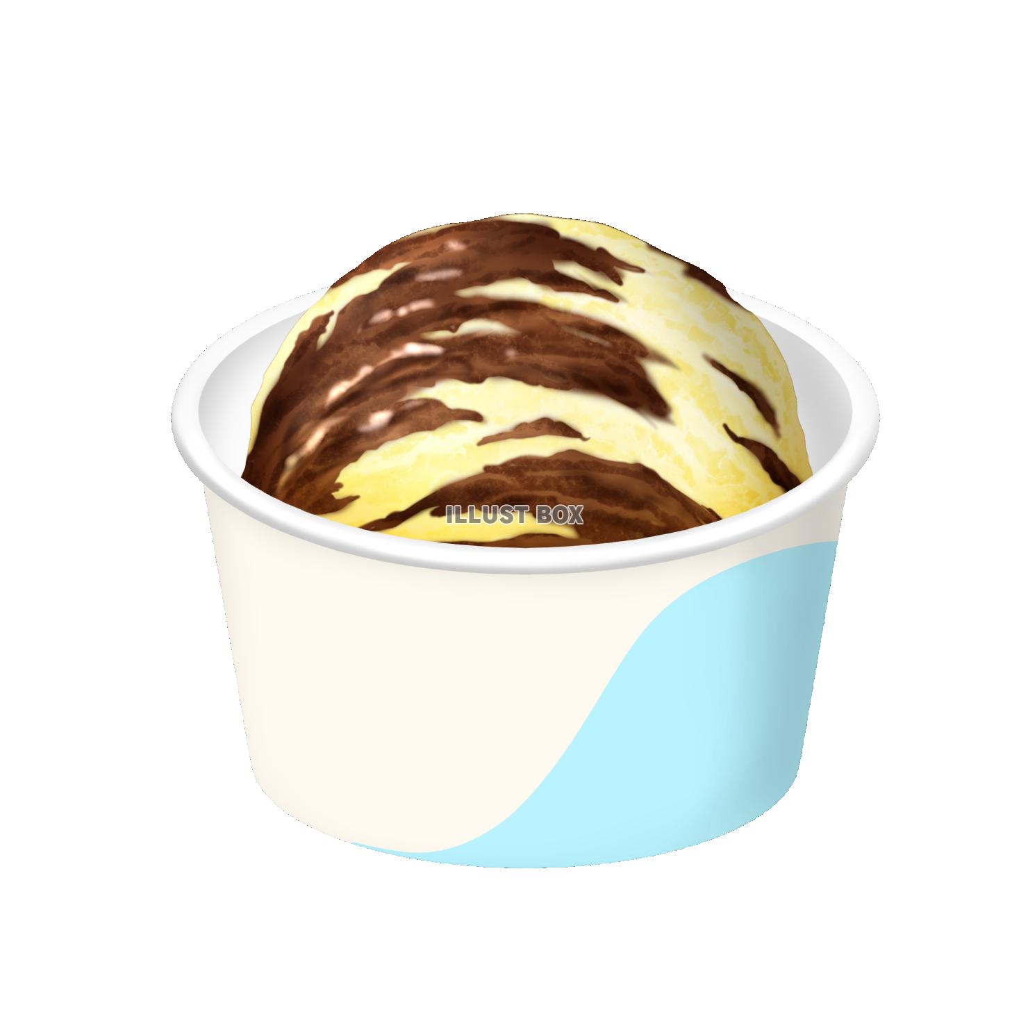 紙カップのアイスクリーム チョコとバニラのマーブル シングル