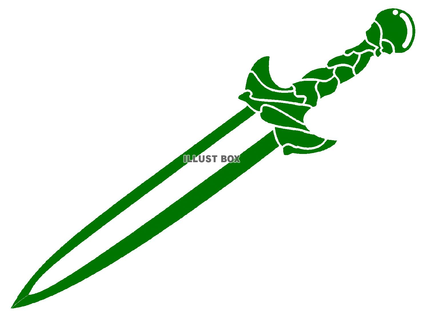 緑色モチーフの二振りのアゾット剣のシルエットアイコン
