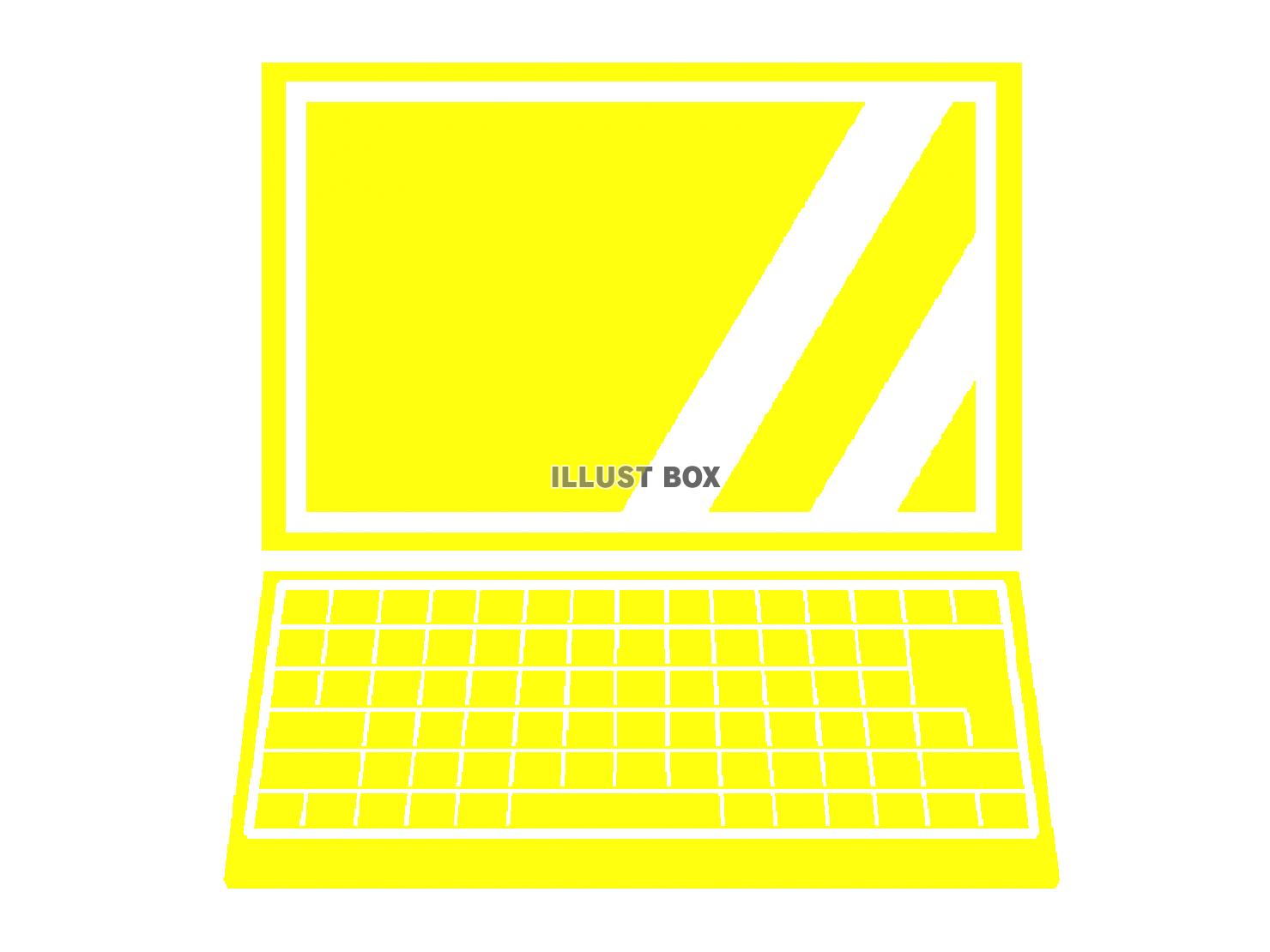 黄色モチーフのノートパソコンのシルエットアイコン
