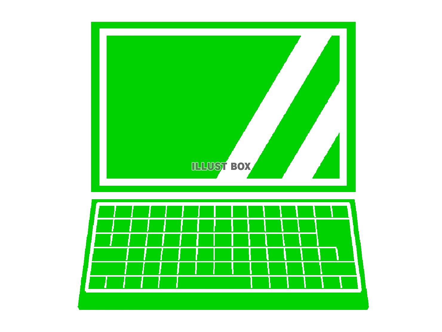 緑色モチーフのノートパソコンのシルエットアイコン
