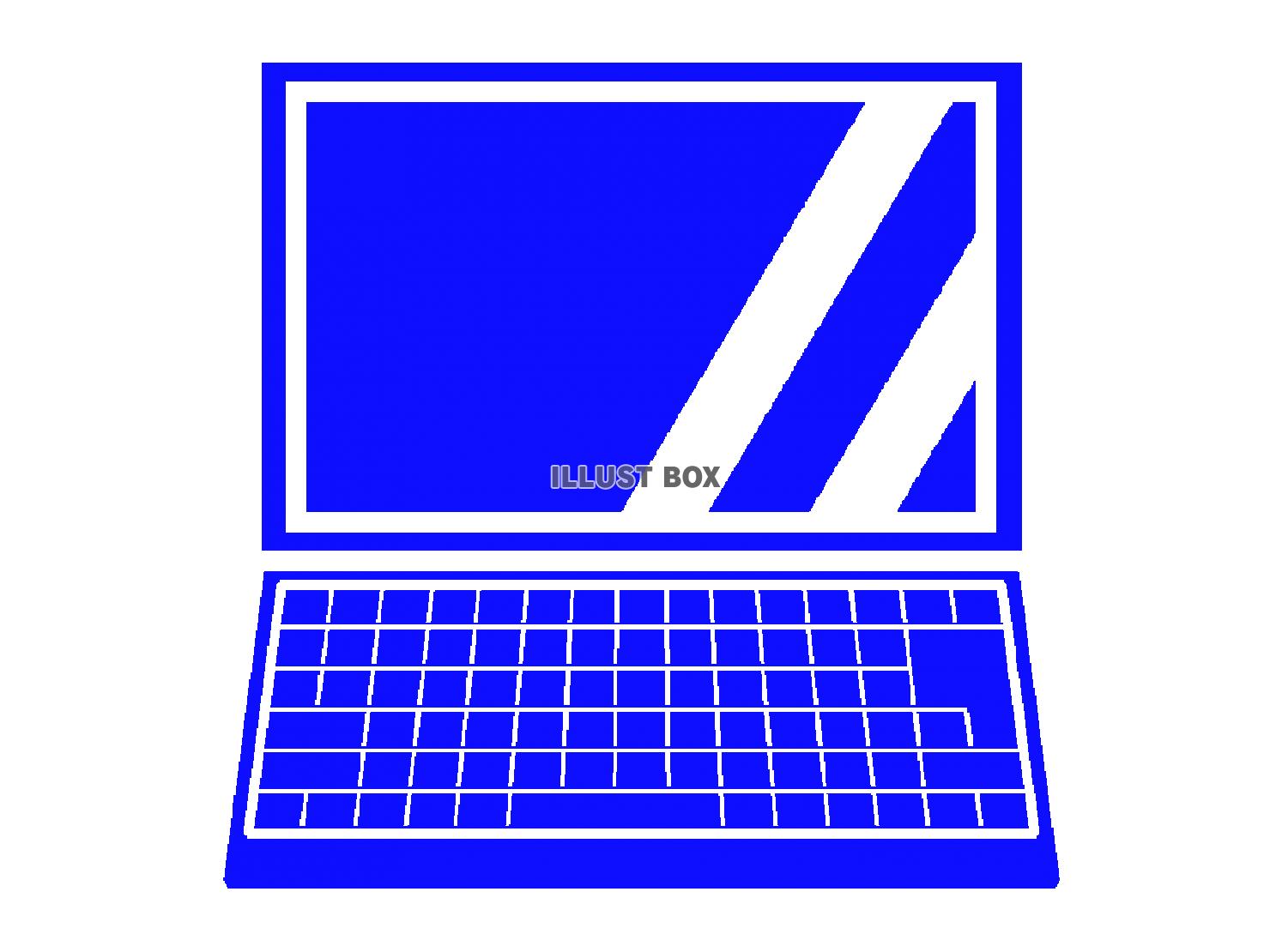 青色モチーフのノートパソコンのシルエットアイコン