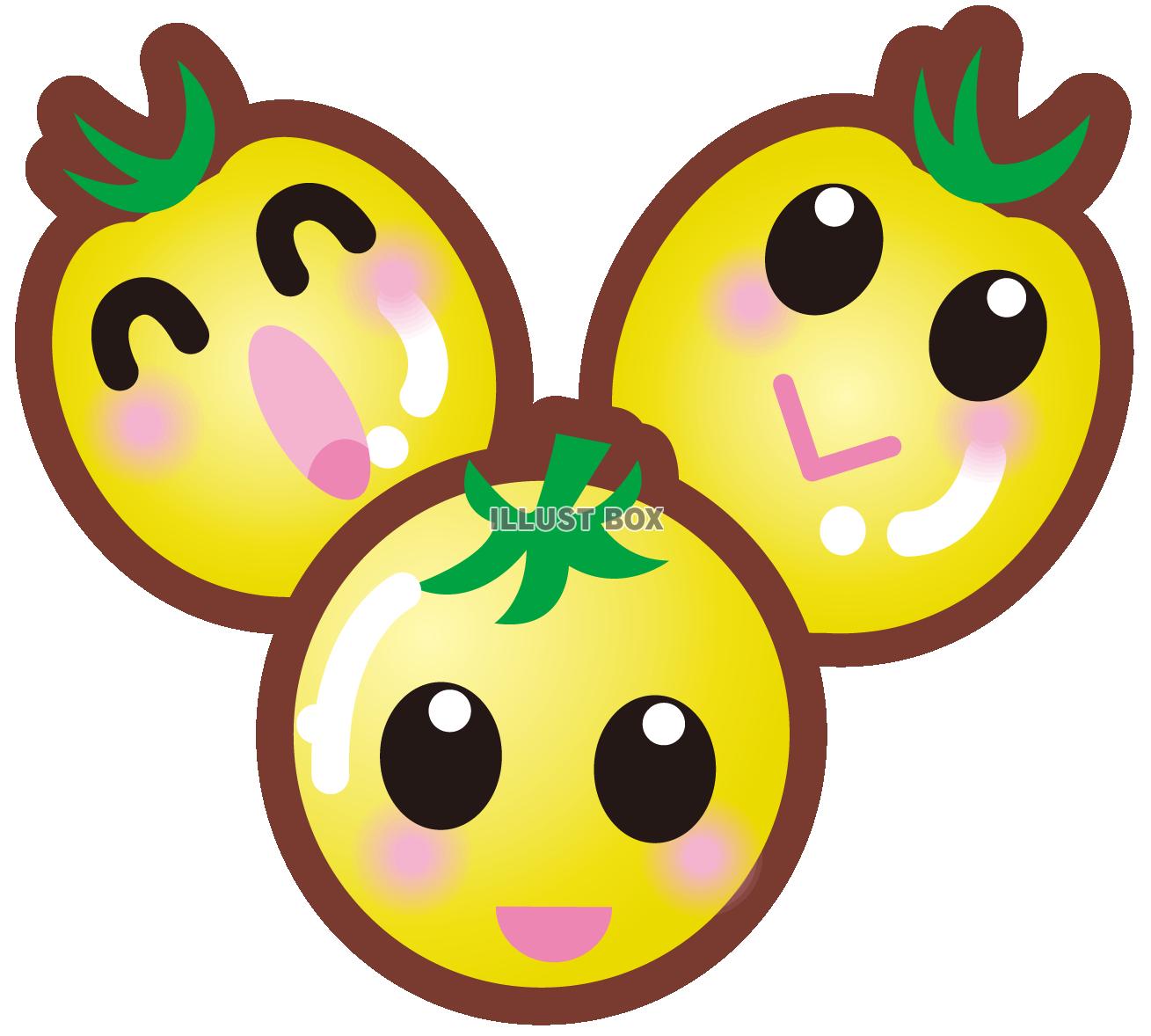 かわいい黄ミニトマト（透過PNG）EPSはCS2版