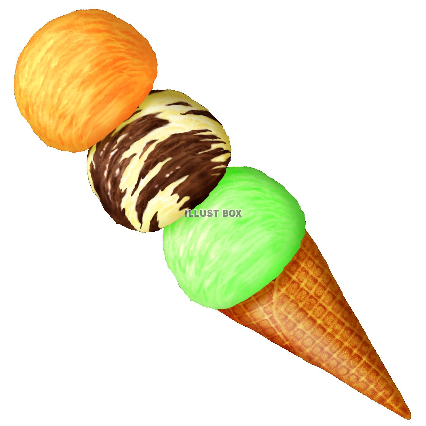 アイスクリーム トリプル メロン チョコマーブル オレンジ 