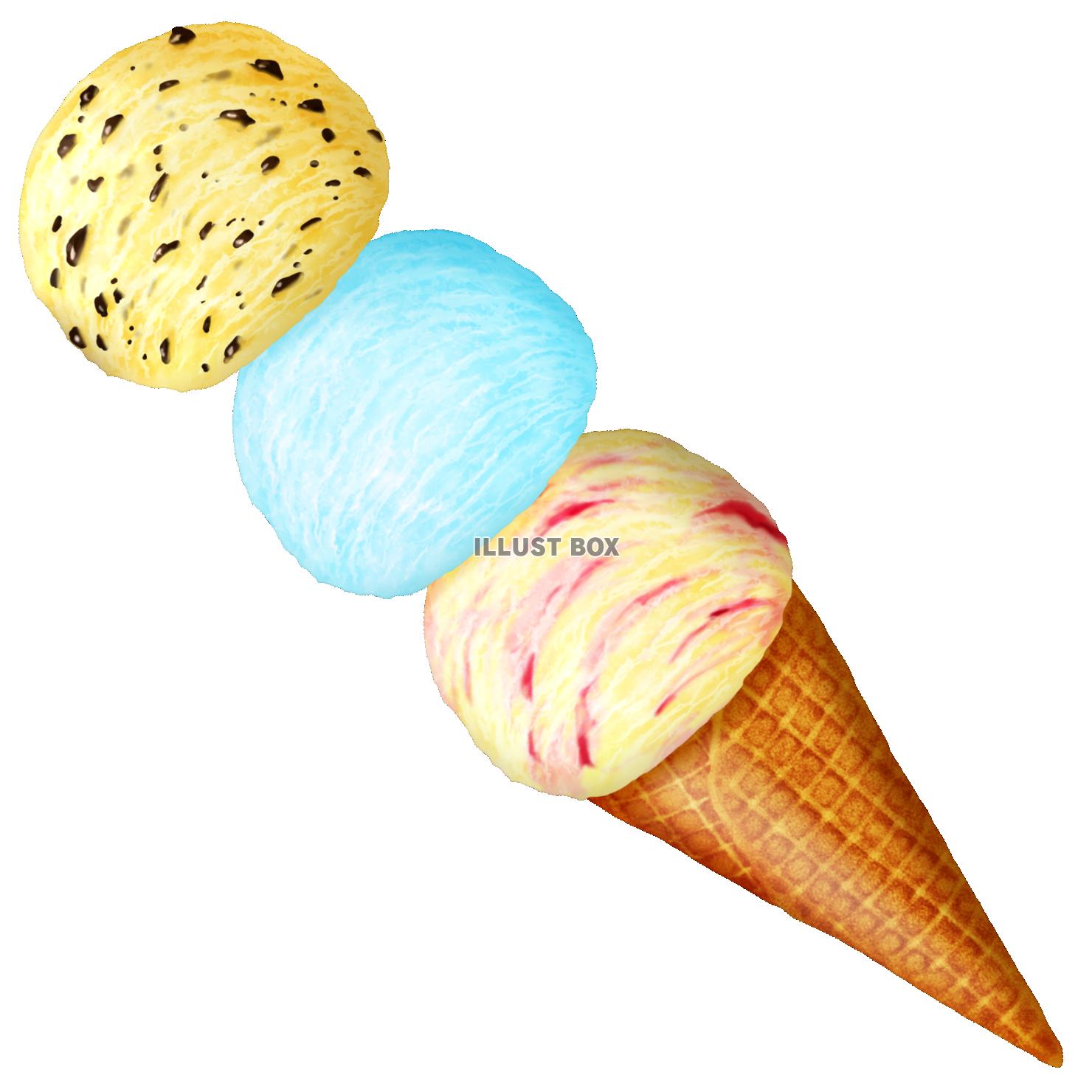 アイスクリーム トリプル 苺マーブル ソーダ チョコチップ