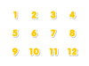 黄色の丸文字の数字セット（ステッカー風）