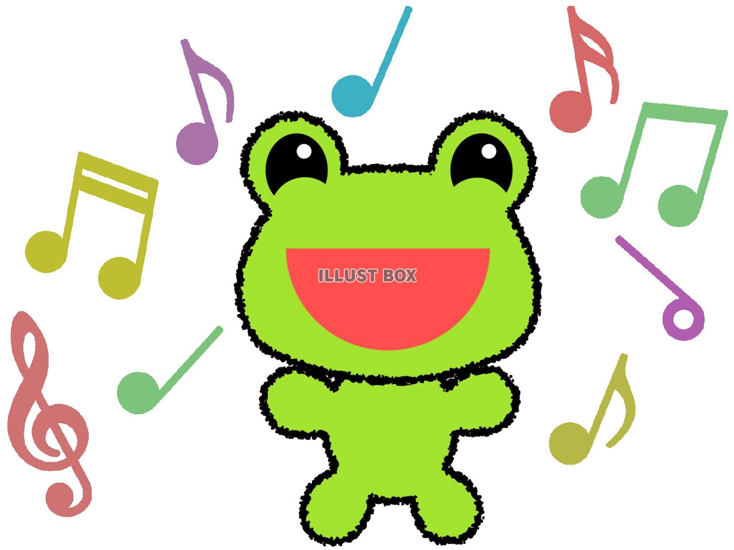 蛙と音符の壁紙素材シンプル背景イラストpng透過