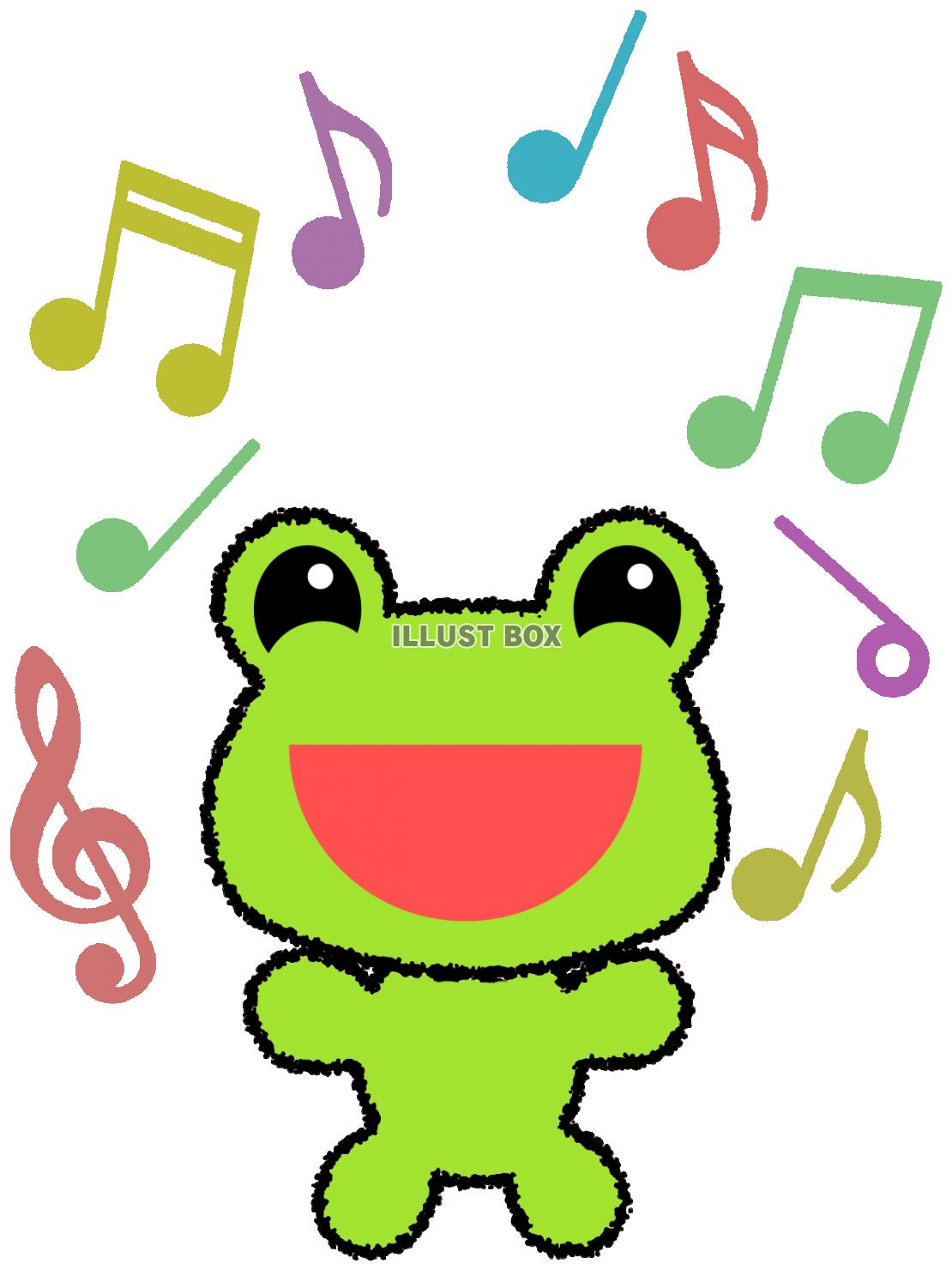 蛙と音符の壁紙素材シンプル背景イラストpng透過
