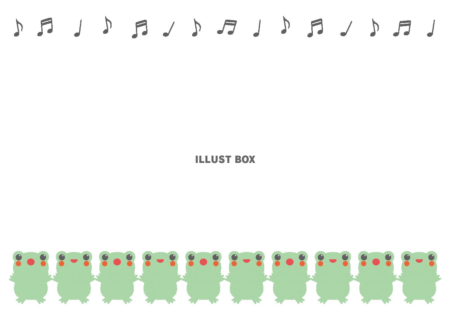 2_フレーム_夏・6月・梅雨・動物・カエル・音楽・音符・合唱