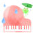 水彩風のピアノと蛙と雨　ピンク