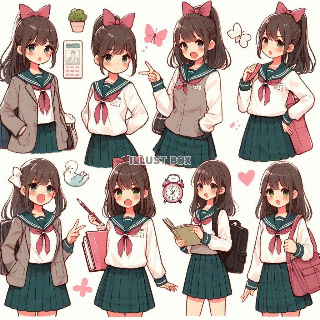 女子高生　イラスト
