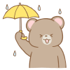 傘をさすクマさん　雨