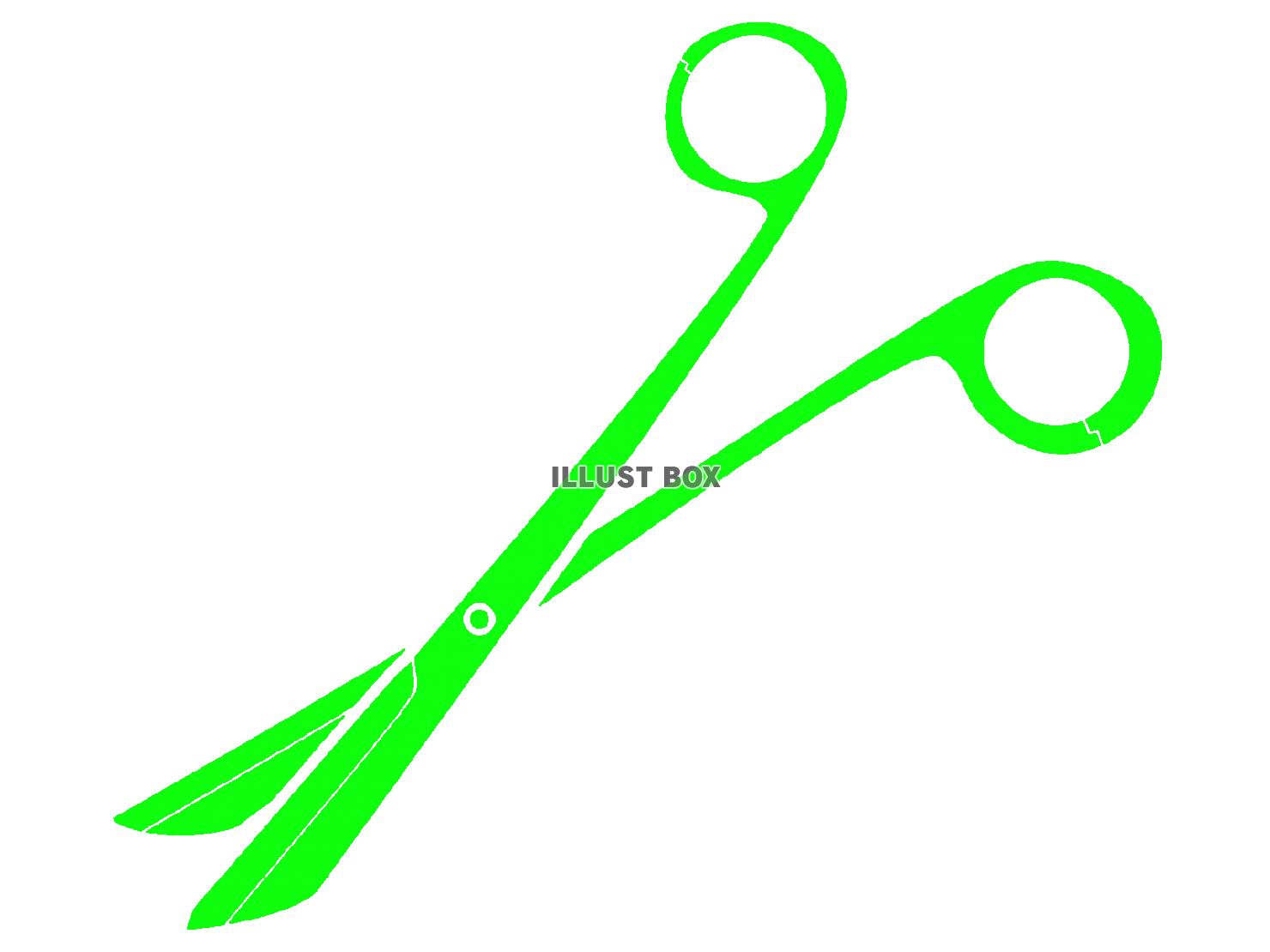 緑色モチーフの抜糸剪刀のシルエット