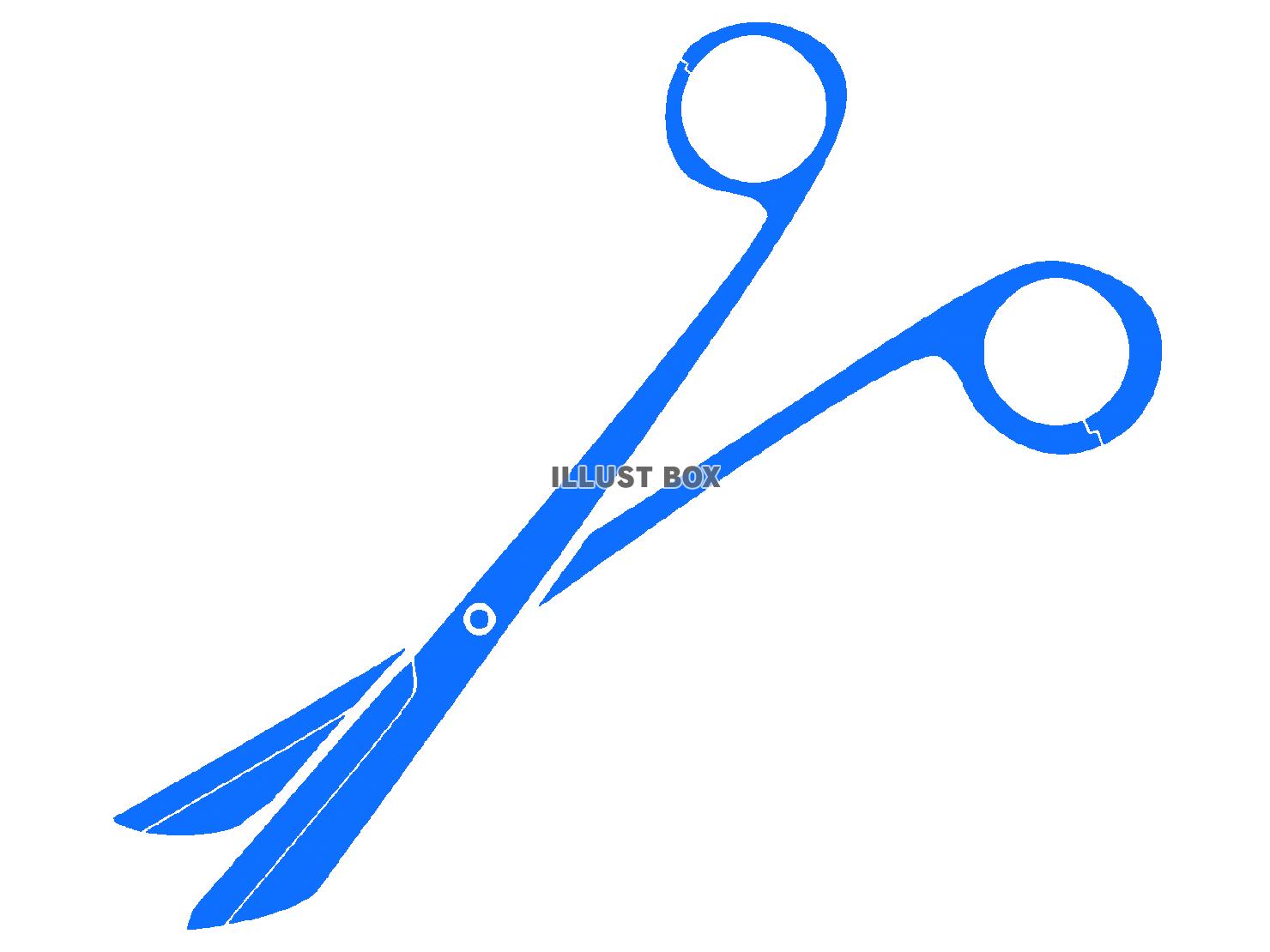 青色モチーフの抜糸剪刀のシルエット
