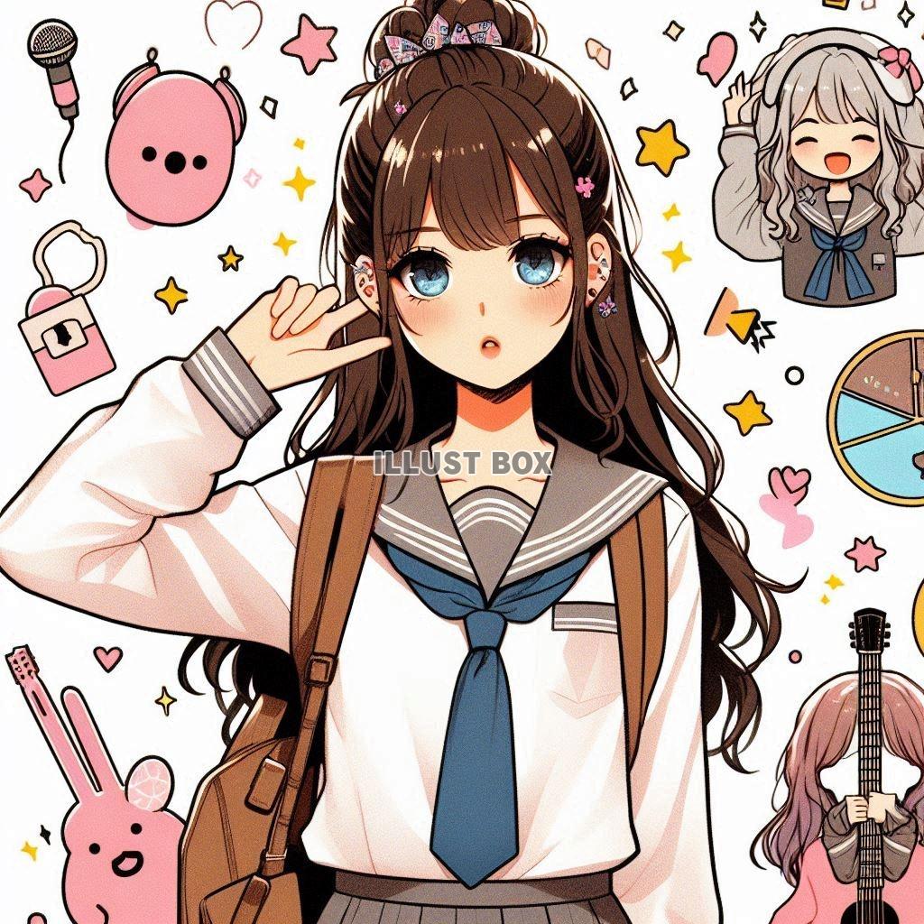 女子高生　イラスト