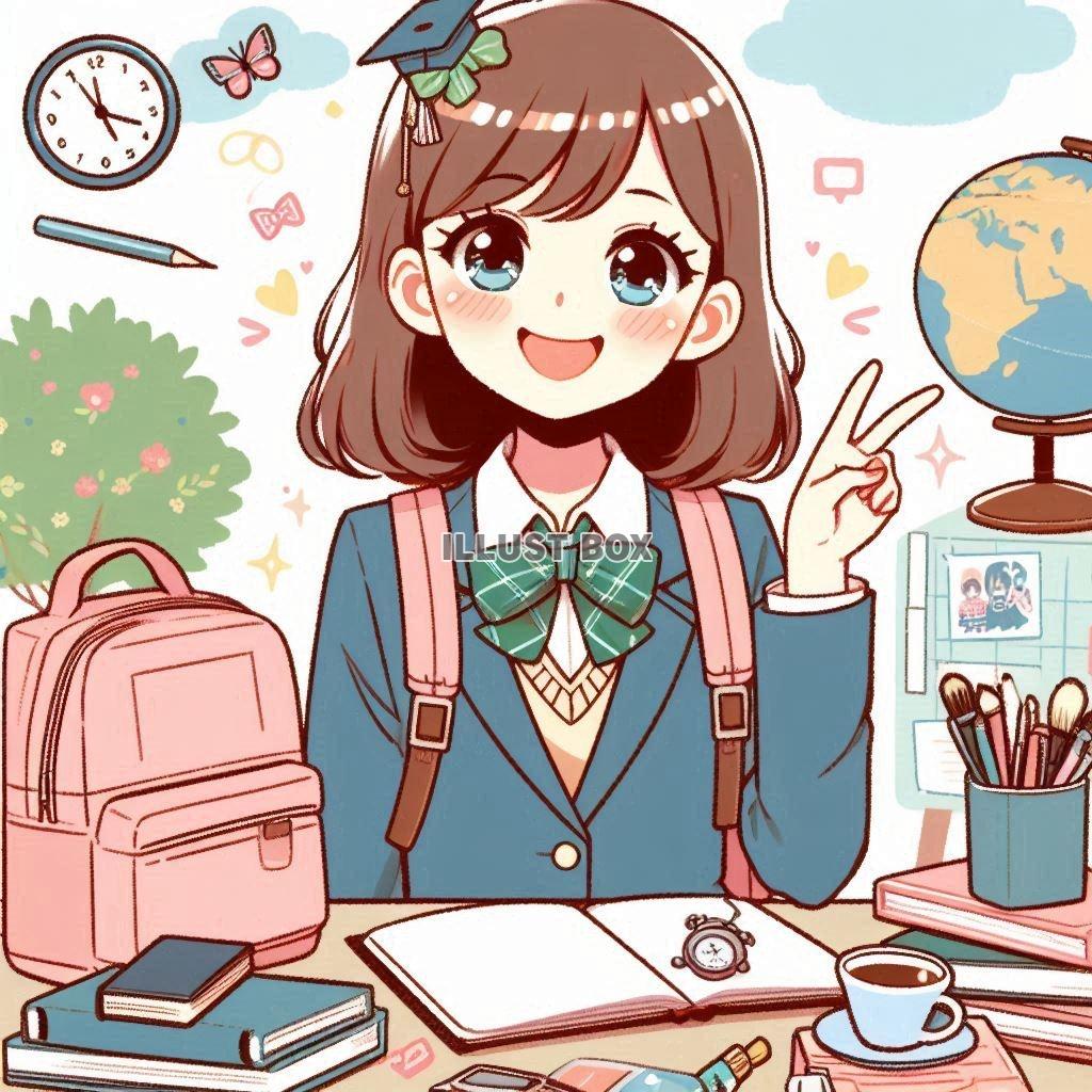 女子高生　イラスト