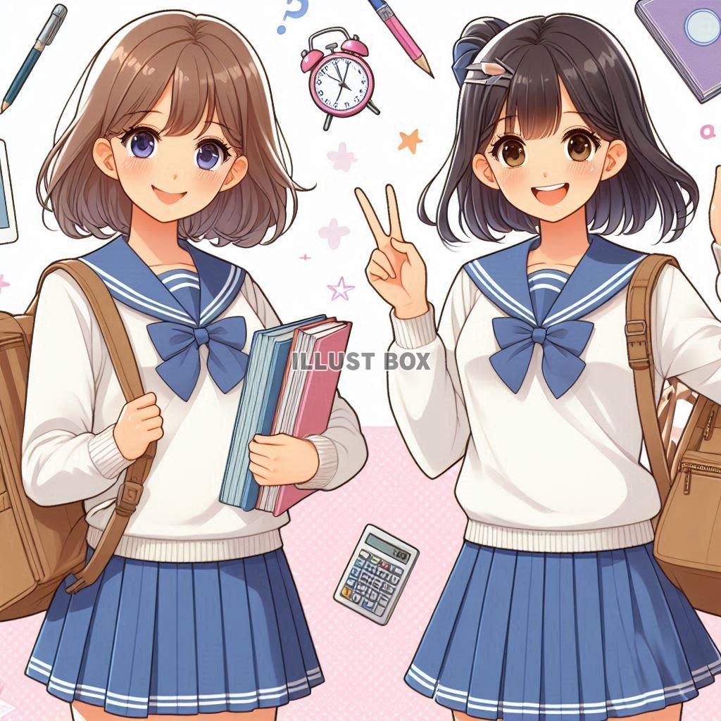 女子高生　イラスト