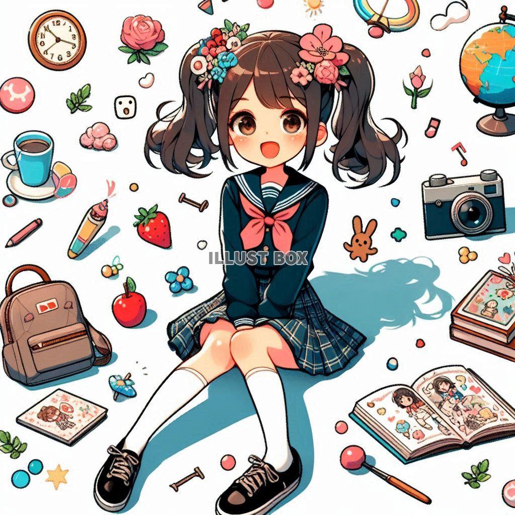 女子高生　イラスト