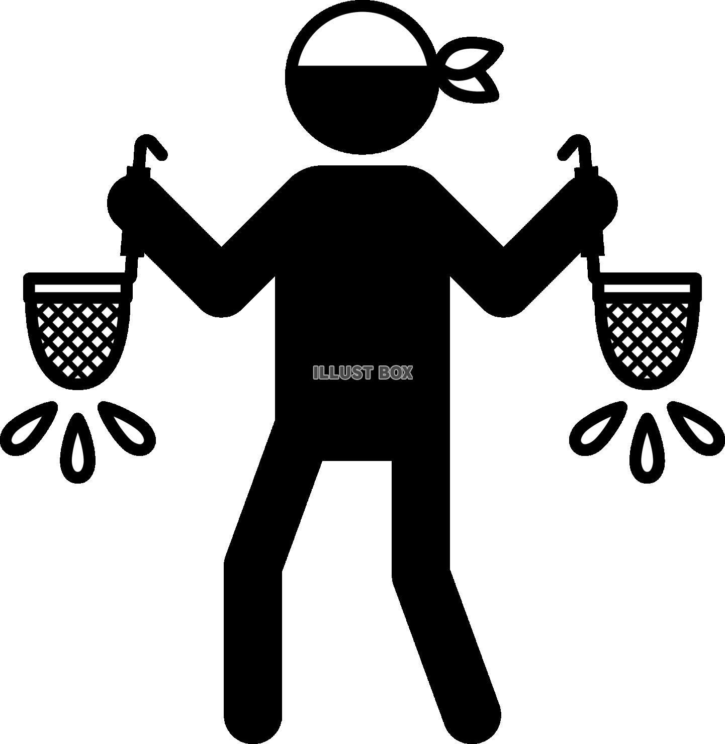 湯切りをするラーメン屋の大将ピクトグラム