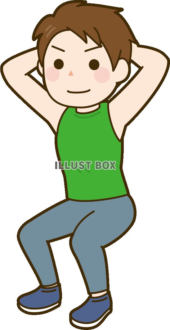 スクワットをする男性