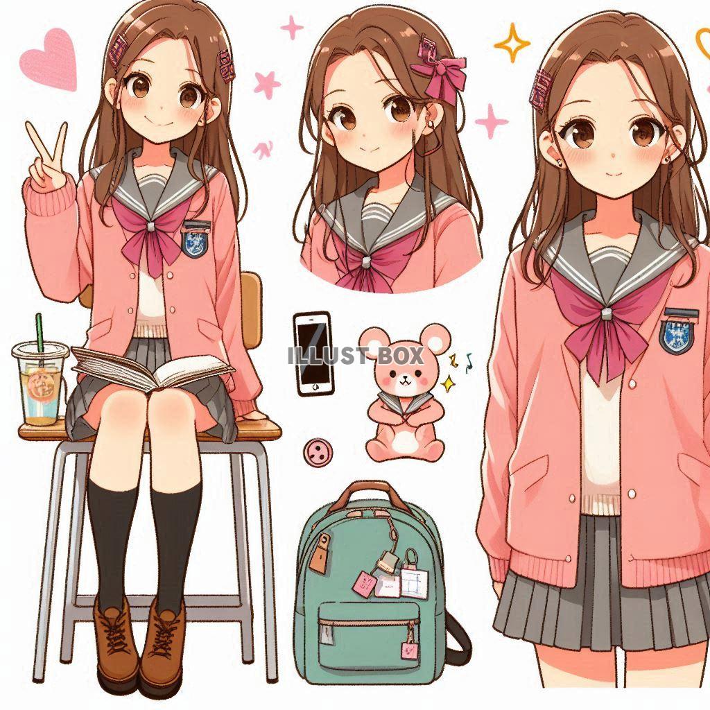 女子高生　イラスト