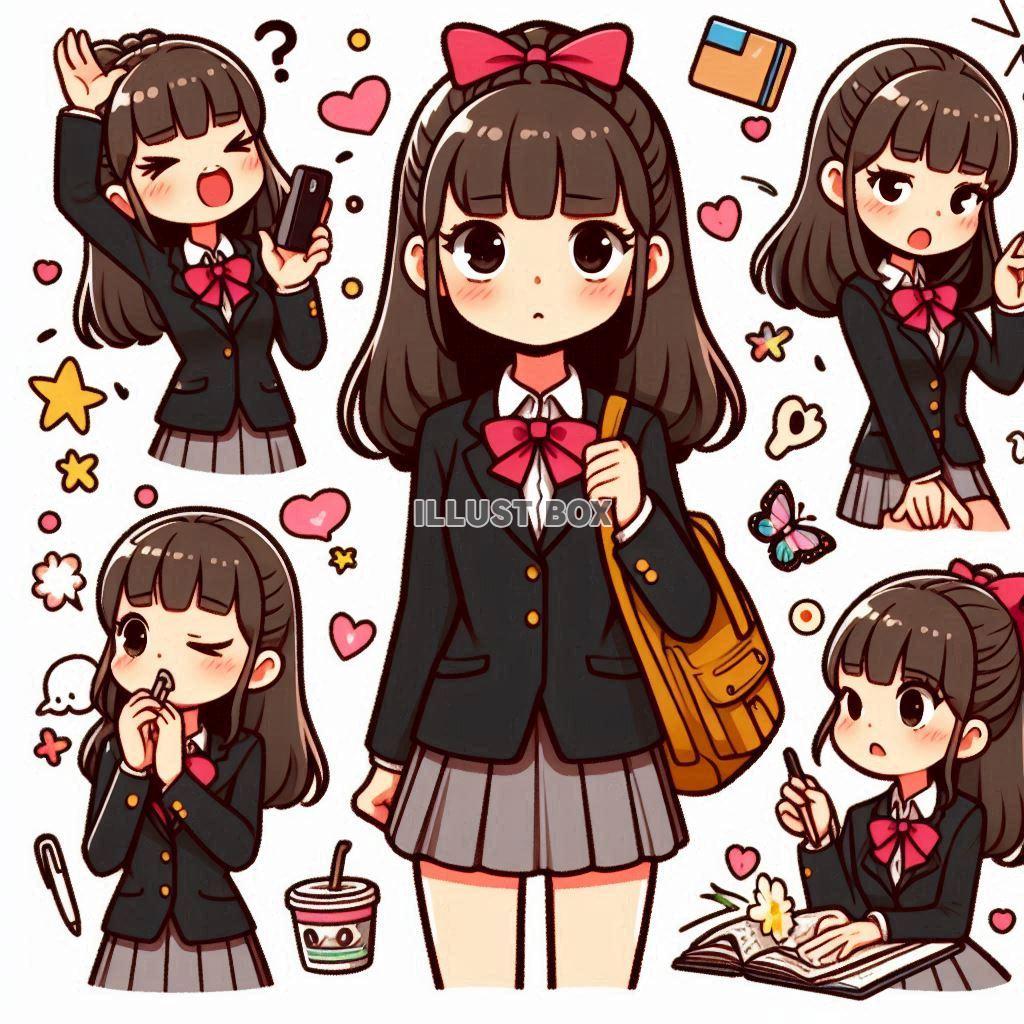 女子高生　イラスト