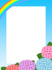 紫陽花と虹のフレーム素材シンプル飾り枠イラスト