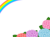 紫陽花と虹のフレーム素材シンプル飾り枠イラストpng透過