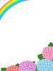 紫陽花と虹のフレーム素材シンプル飾り枠イラスト