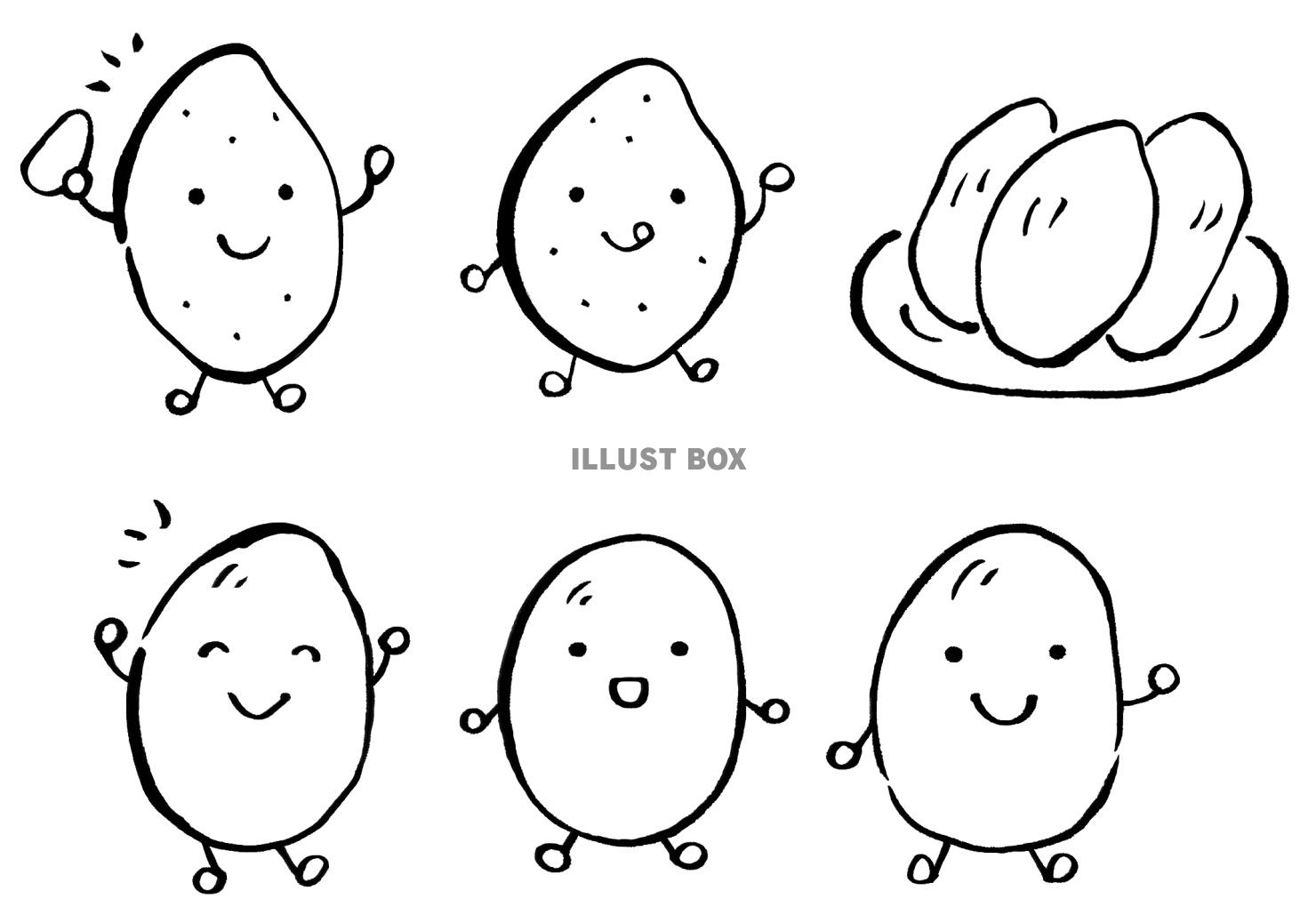 筆絵の干し芋のキャラクターセット１