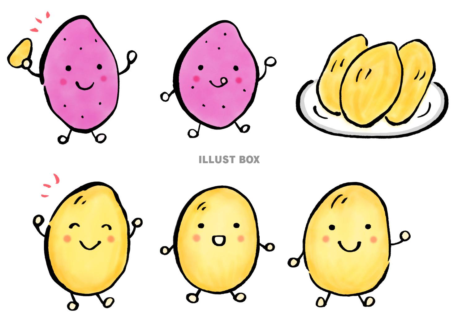 筆絵の干し芋のキャラクターセット２