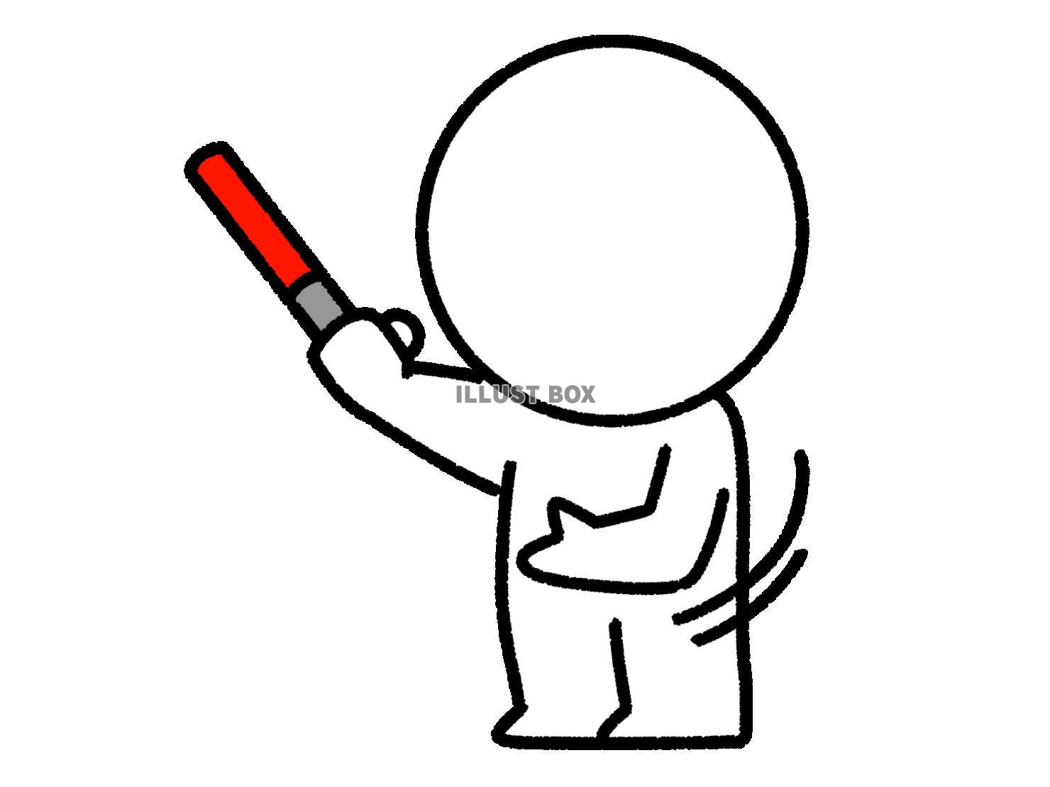 誘導灯を使って交通整理をしている棒人間