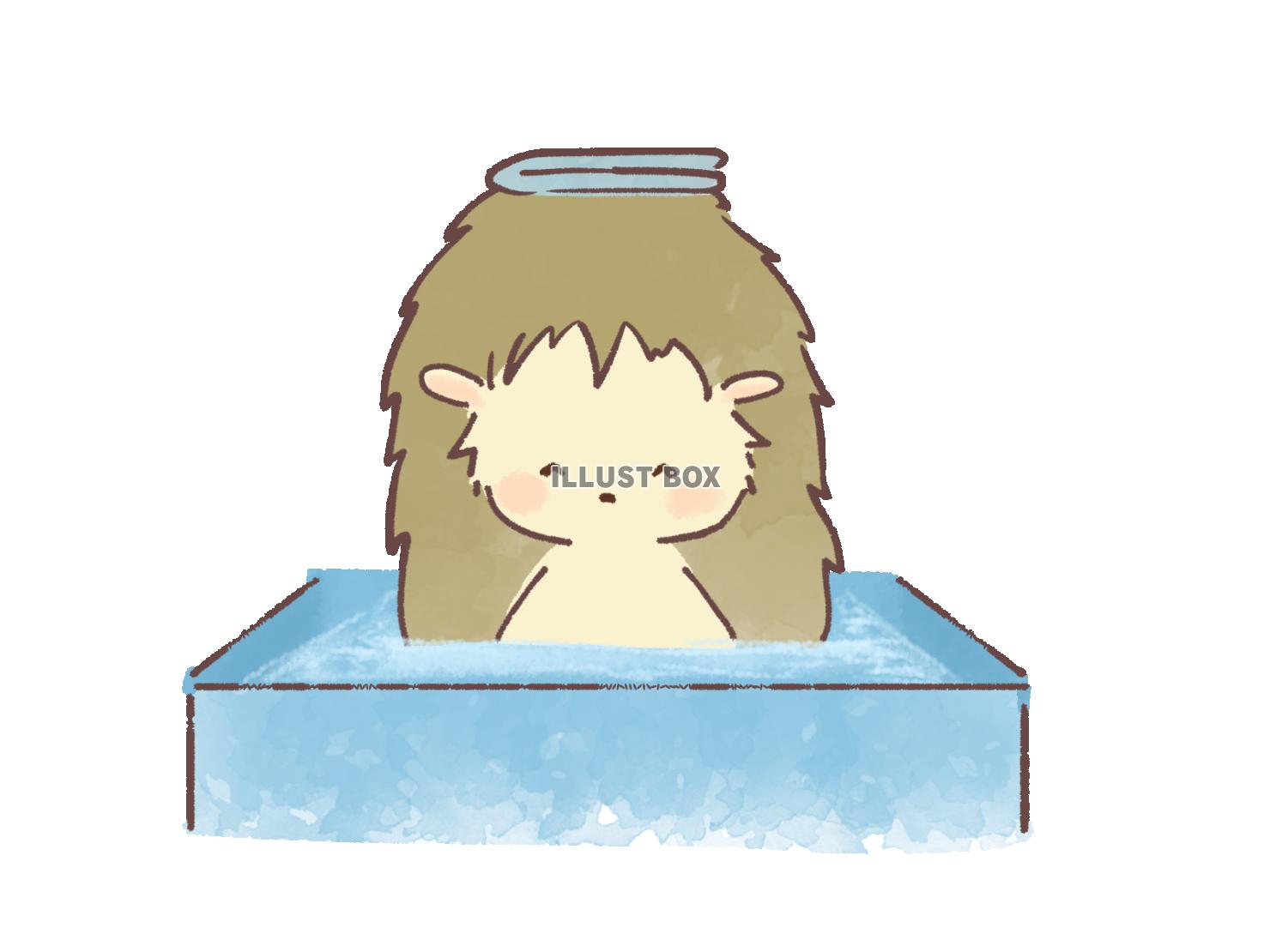 水風呂に入るハリネズミのイラスト