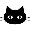 【黒猫の顔　シルエット】１　白背景jpeg