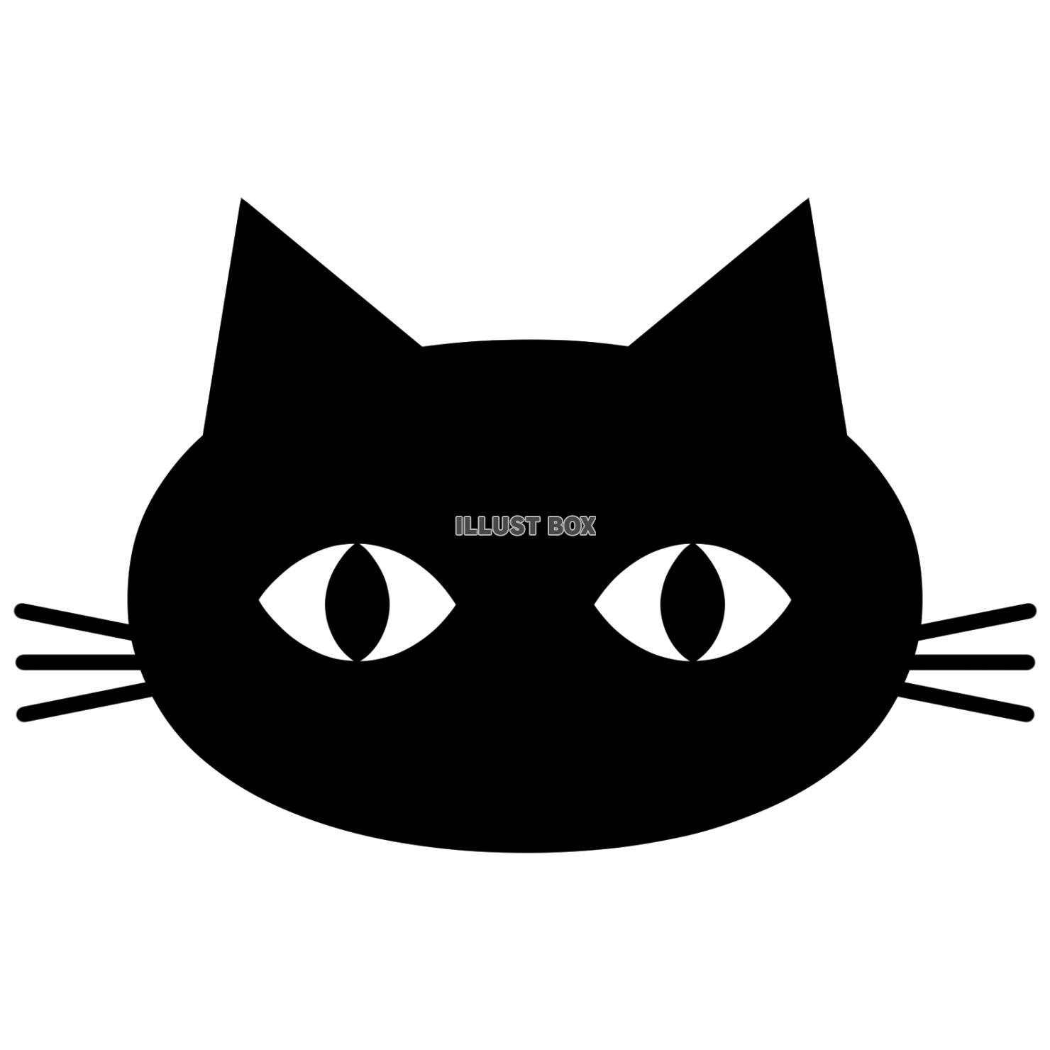 【黒猫の顔　シルエット】１　白背景jpeg