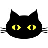 【黒猫の顔　シルエット】２　白背景jpeg