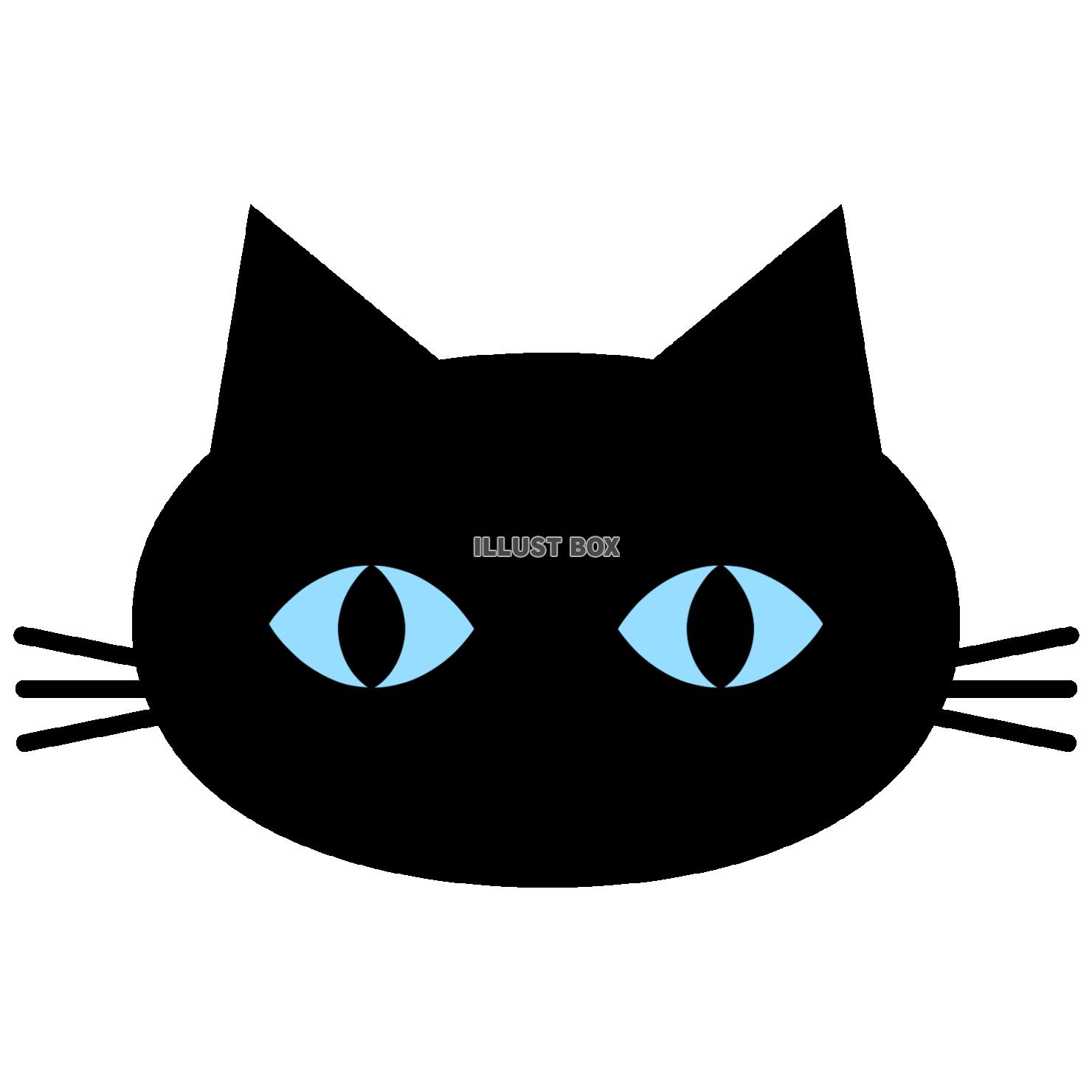 【黒猫の顔　シルエット】３　透過png
