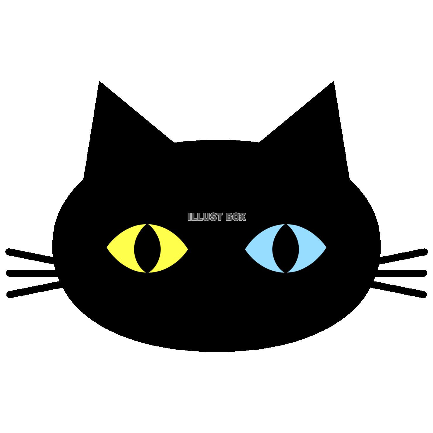 【黒猫の顔　シルエット】４　透過png