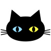 【黒猫の顔　シルエット】５　白背景jpeg