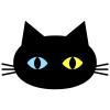 【黒猫の顔　シルエット】５　透過png