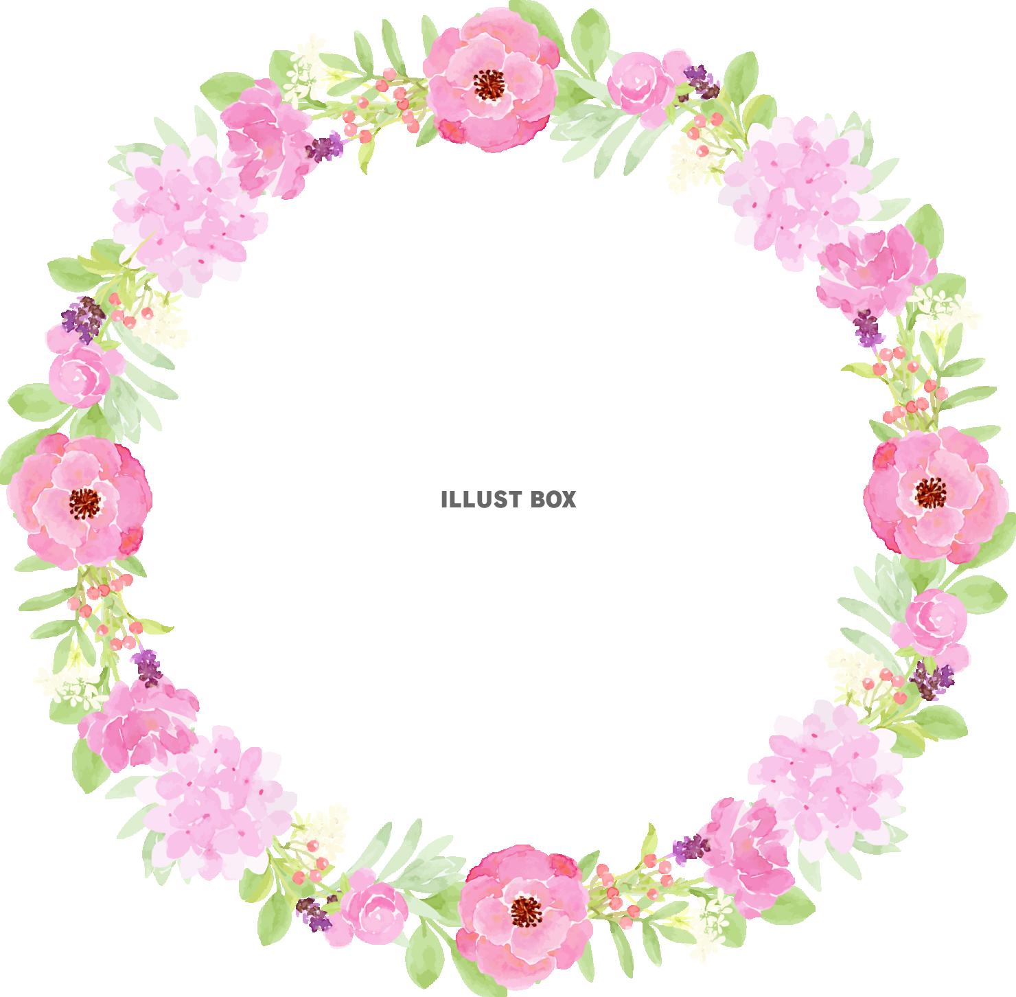 ピンク紫陽花と薔薇のアレンジシリーズ　リース１