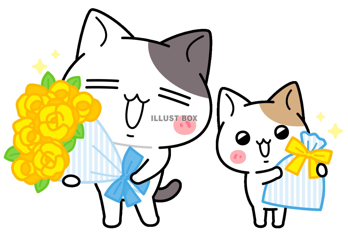 父の日に贈り物で感謝を伝えるにゃんこ達