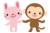 うさぎとサルのなかよし手つなぎイラスト
