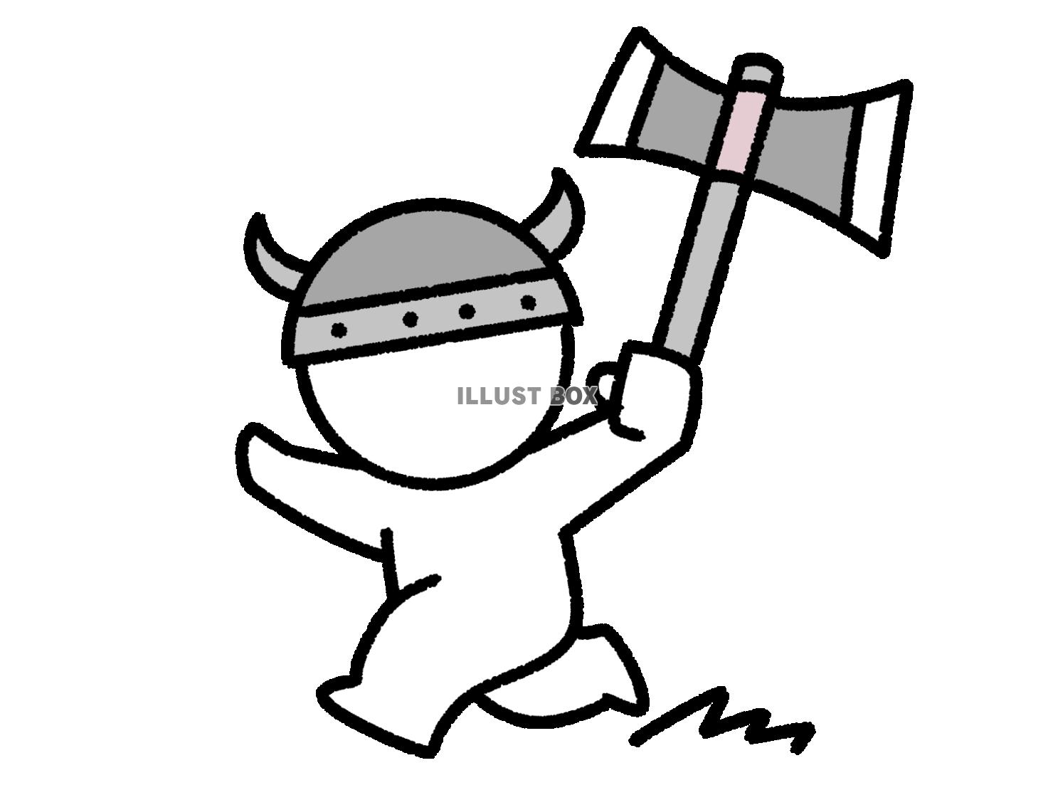 斧をもって走る棒人間のバイキング