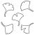 イチョウの葉の線画