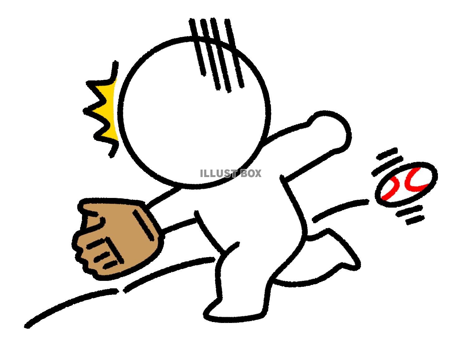野球の守備でミスをする棒人間