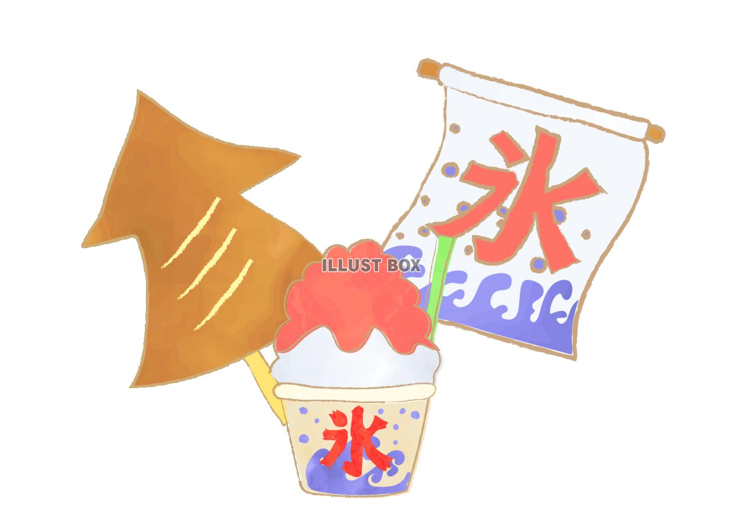 祭りの食べ物　イカ焼き、かき氷