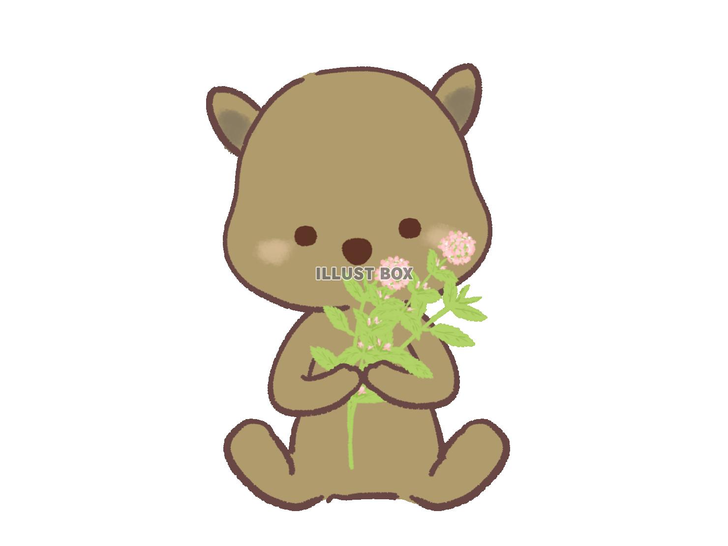 ミントを持って座るウォンバットのイラスト