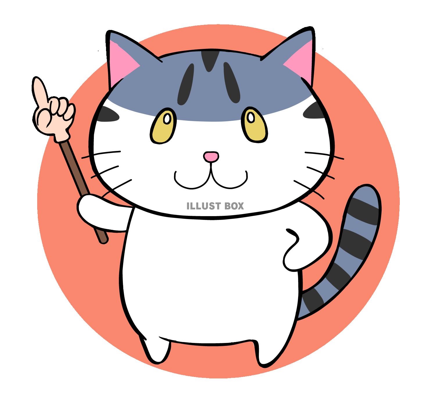伸ばし棒を持つサバシロトラ猫ちゃん