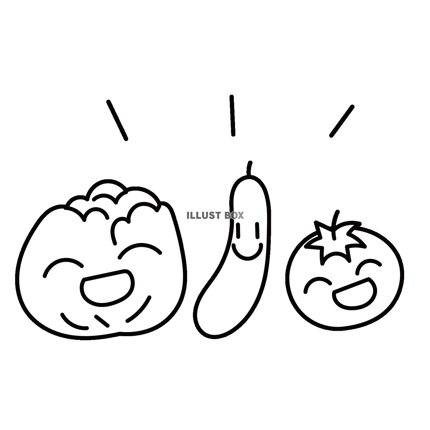笑顔の野菜（レタス・キュウリ・トマト）