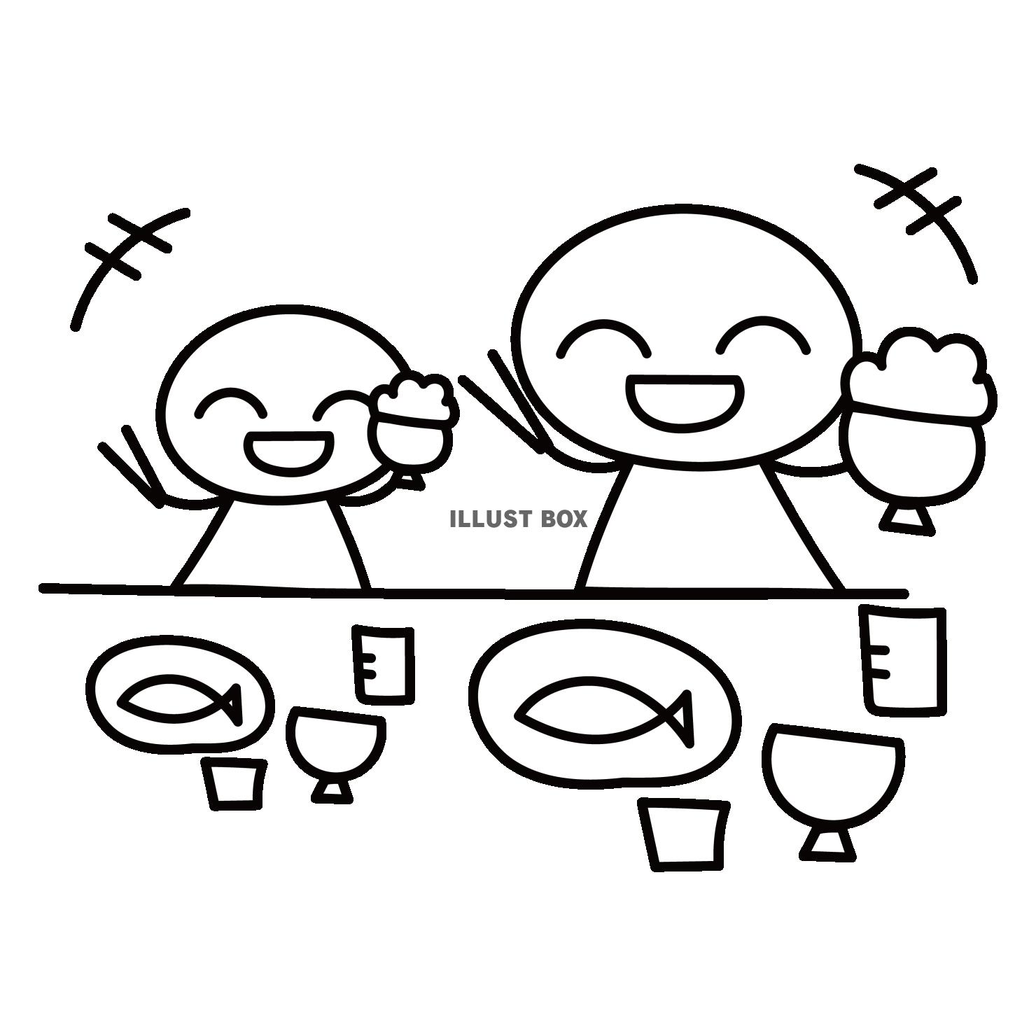 親子の食事風景　和食